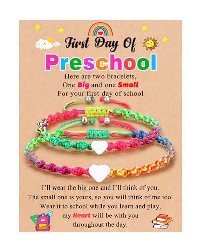 Back to School Stuff Mommy and Me Mother Daughter Matching Heart Bracelets First Day of School Gifts