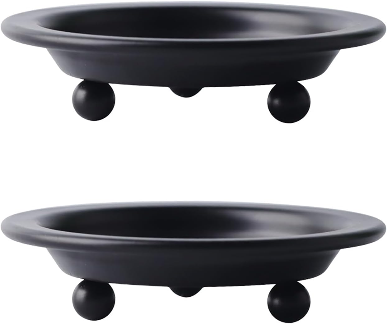 Vintage Round Iron Candle Holder Tray 2PCS Pure Black and Black Gold 4.2 Inch Diameter Tea Table Drip Wax Protection for Dining Tables Small Plant Display Fireplace Table Decor