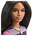 Barbie Fashionistas Doll #147 with Long Brunette Hair Wearing Striped Dress, Orange Shoes & Necklace, Toy for Kids 3 to 8 Years Old