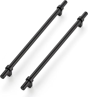 Ravinte Matte Black Cabinet Pulls, T-Bar Handles, 10 Inch, 5 Pack