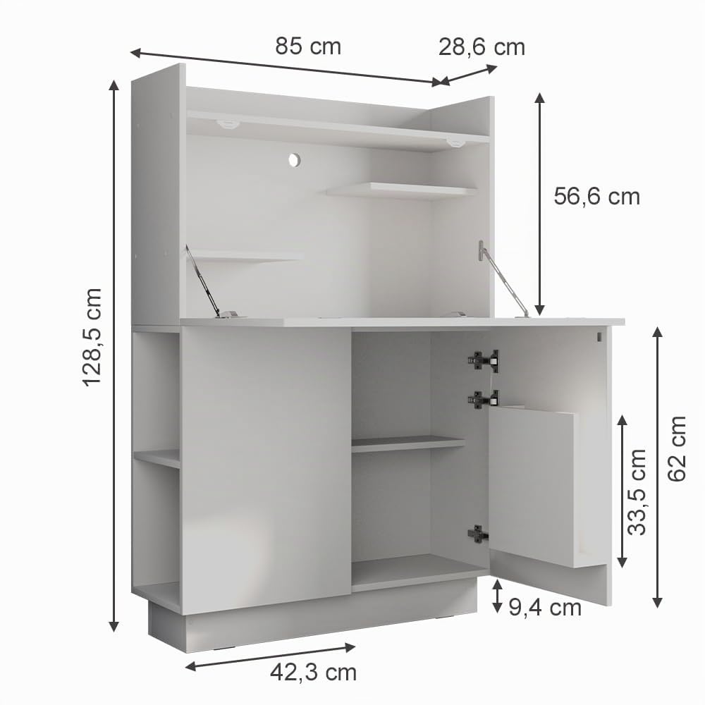 Vicco Scrivania Alena, Bianco, 85 x 27 cm | adatto per lavorare in modo salvaspazio e per un'organizzazione ordinata