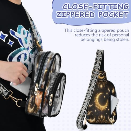 Bolso cruzado transparente linqin con estampado pata de gallo ideal para conciertos 5
