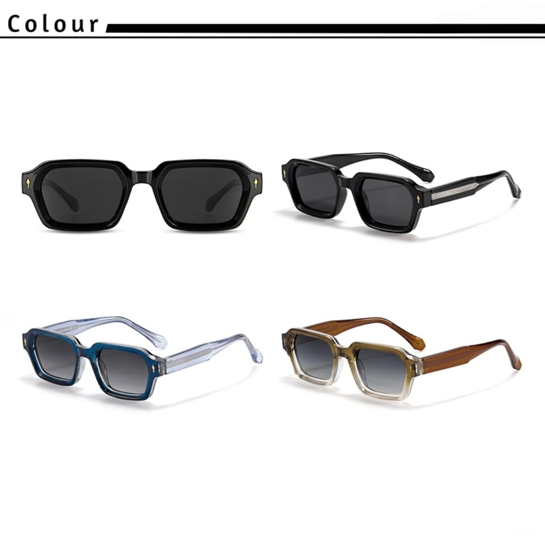 Occhiali da sole vintage da uomo polarizzati con aste, occhiali da sole quadrati, occhiali da sole da donna per la guida, per feste all'aperto, protezione UV400