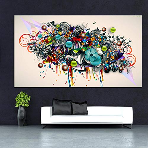 Affiche graffiti abstrait pour salon moderne en toile géométrique 60x100 cm