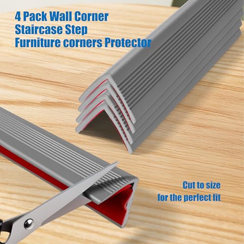 Image of Wall Corner Protectors 4 Pack,1.57x1.57x23.62x0.12 inch PVC Double Side Proof Corner Guards for Sharp Edges, Self-Adhesive Corner Protectors for Home, Kindergarten,Thickness-3mm(0.12 in)
