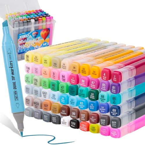 60-Color Alcohol Markers for Artists and Adults