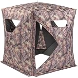 Native Ground Blinds Shawnee 1 to 2 Person Ground Blind with Slide Windows and Brush...