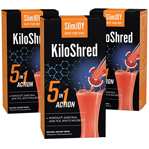 SlimJOY KiloShred Boisson - Extrait d'Orange Rouge, Garcinia Cambogia et Extrait de Feuille de Thé de Java - Arôme Naturel d'Orange - 30 sachets