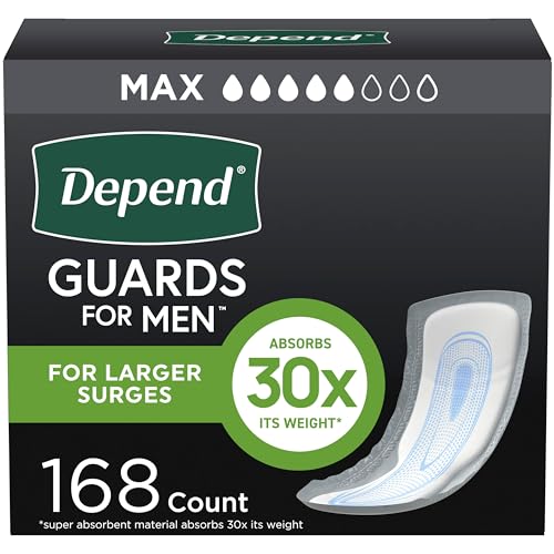 Image of Depend Guards Incontinence Pads for Men, Maximum Absorbency, 168 Count (2 Packs of 84), Packaging May Vary
