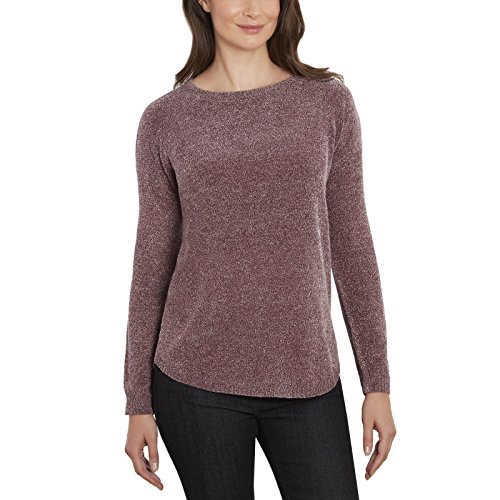 Image of Ellen Tracy Womens Soft Chenille Tweed Sweater (Bordeaux Tweed, X-Large)