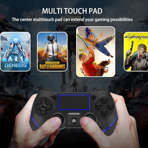 Image of SZDILONG Upgraded Wireless Controller for P-s4 Gamepad Compatible with P-s4 /Pro /Slim /Windows PC,Joystick for P-s4 with Touchpad /Stereo Headphone Jack /Six-axis Motion Control /Charging Cable (Blue Black)