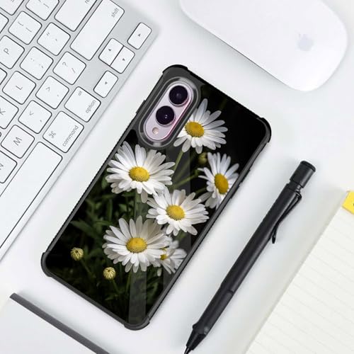 JHYYTUJTYP for Galaxy S25 Edge Case,Tire Texture Non-Slip Soft TPU Hard Back Shockproof Anti-Scratch Protective Case for Samsung Galaxy S25 Edge 6.7 inch 2025,Cute Daisy Flower Pattern - image 4