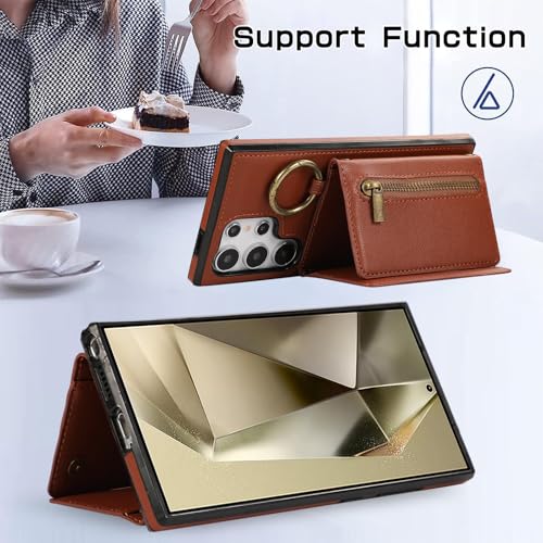 Coque Galaxy S24 Ultra Asuwish antichoc marron avec grip - 5