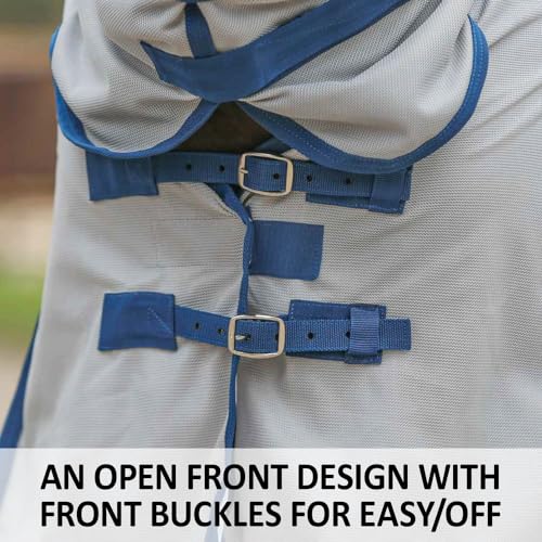 Schneiders Soft Interlock Mesh II Attached Neck Euro Bellyband Leg Shield Horse Fly Sheet | 80% UV Protection | SilverTek Lining | Color Silver | Size 76