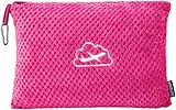 BEDELITE Travel Blanket with Bag, Ultra-Soft Jacquard Fleece Blanket with Luggage Sleeve & Backpack Clip, Airplane Blanket Travel Essentials, Hot Pink