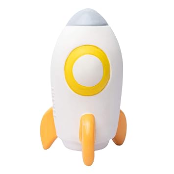 Rocket Baby Teether, Rattle & Bath Toy 3.89 in Space-Themed Infant Toy | Natural Rubber, Hand-Painted with Water-Based Paint | Non-Toxic, BPA-Free Sensory Toy & Toddler Gift 36+ Months