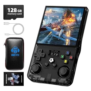 R36MAX Retro Handheld Game Console, 4.0 Inch 720×720 IPS Screen, 128GB Built-in 22000+ Classic Game, Portable Hand Held Open Source Linux System, 4000mAh Battery Retro Gaming Console(Black 128GB)