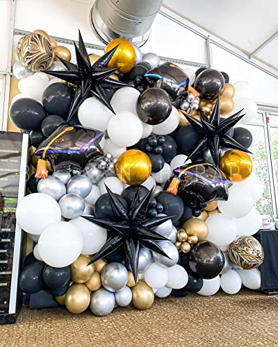 Image of 3pcs 26inch 3D Explosion Star foil balloon, Black Foil Cone star burst Balloons for Birthday Wedding New Year Party Event