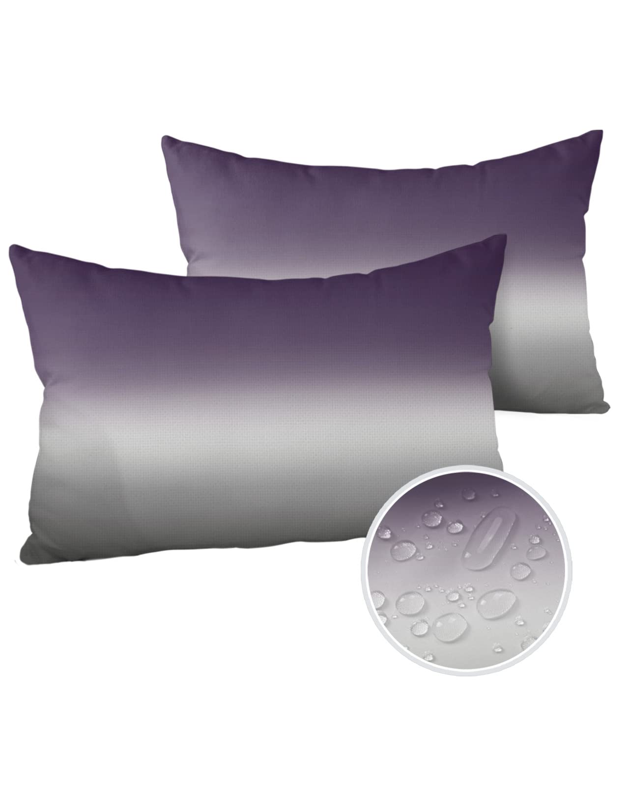 Vandarllin Outdoor Throw Pillows Covers 12X20 Set of 2 Waterproof Purple Grey Ombre Decorative Zippered Lumbar Cushion Covers for Patio Furniture,