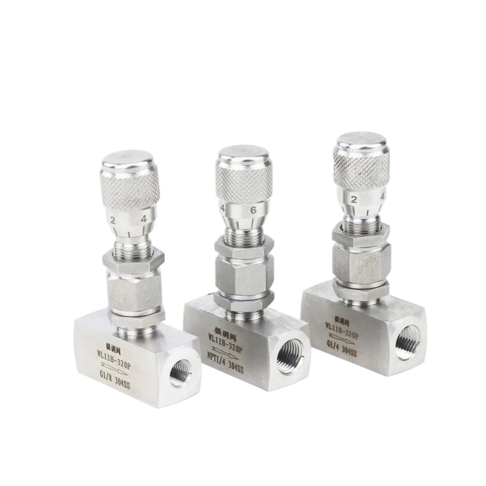 Vanne à aiguille inox 304 filetée 1/4 étanche pour réglage de débit précis