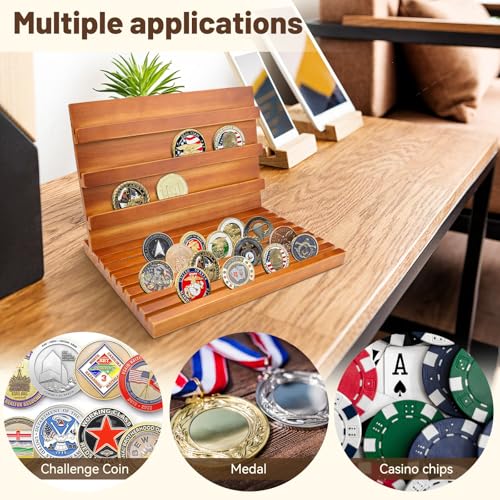 Soporte de madera para monedas, 11 niveles, capacidad para 80 monedas miniatura 6