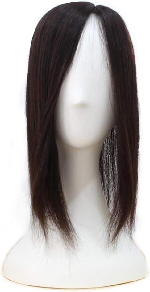 Moreal 14" Side Part Remy Human Hair Topper Clip in Top Hairpieces Toupee for Women with Thinning Hair Dark Brown
