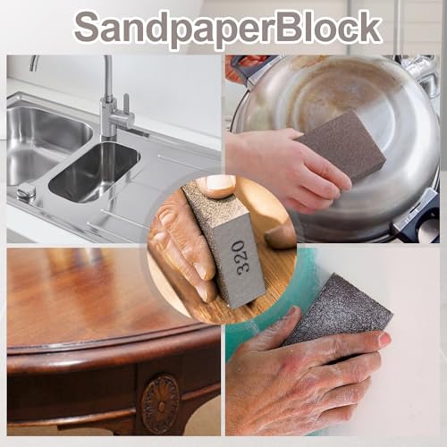 Image of Romeda 8-Pack Sandpaper Block, 320 Grits Washable and Reusable Handmade Sanding Sponge, Drywall Sandpaper Blocks for Wooden Drywall Sheetrock and Metal Glazing