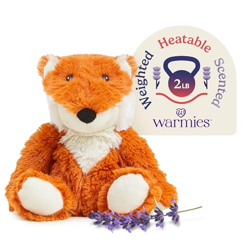 warmies Microwavable & Weighted Stuffed Animals, Fox - Heated Stuffed Animal Plushie for Warmth & Comfort - Cute Soft Plush Toys for Adults & Children (Boys, Girls, Babies & Toddlers)
