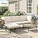 Outsunny Polyrattan Gartenmöbel Set 5-teilig Lounge Set mit 3 Sessel Glastisch Hocker Breit & Tief Sitz abnehmbar Kissen, modulare Sitzgruppe für 4 Personen Lounge Möbel für Garten Terrasse Khaki