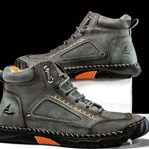 Sawbehind Men's Comfortable Handmade Leather Boots, Outdoor Sawbehind Leather Boots Wide, Waterproof, Arch Support2