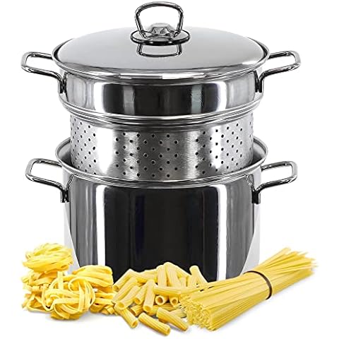 22 cm Stainless Steel Pasta Pot with Strainer Cover