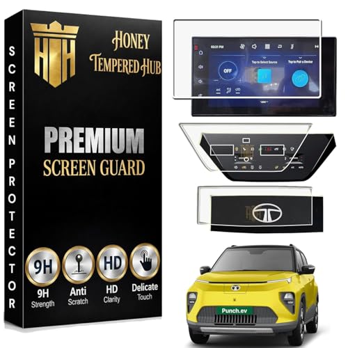 Image of Glossy Screen Protector for Tata Punch EV 2024 Empowered & Empowered+ | 10.25 inch Infotainment, Instrument Cluster & Interior Panel Guard | Anti-Scratch | Non-Tempered (PUNCH EV 2026-3PACK)