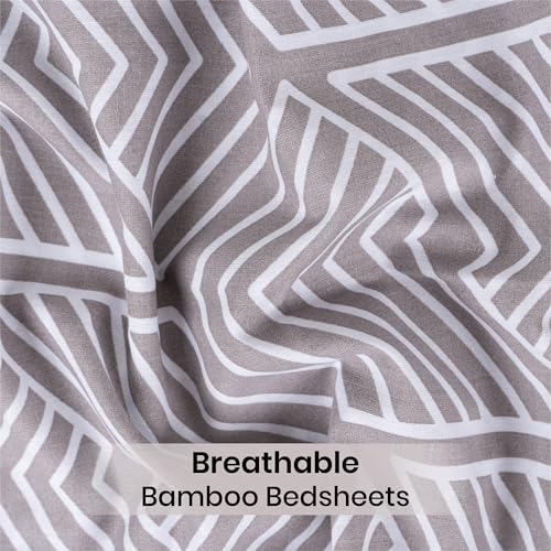Image of Mush Aura Collection 300 TC Bamboo Bedsheets King Size with Pillow Case | Cooling & Breathable Bedsheets King-Size, Ultra Soft Bamboo Bed Sheet Set for Kingsize Bed (Soft Grey)