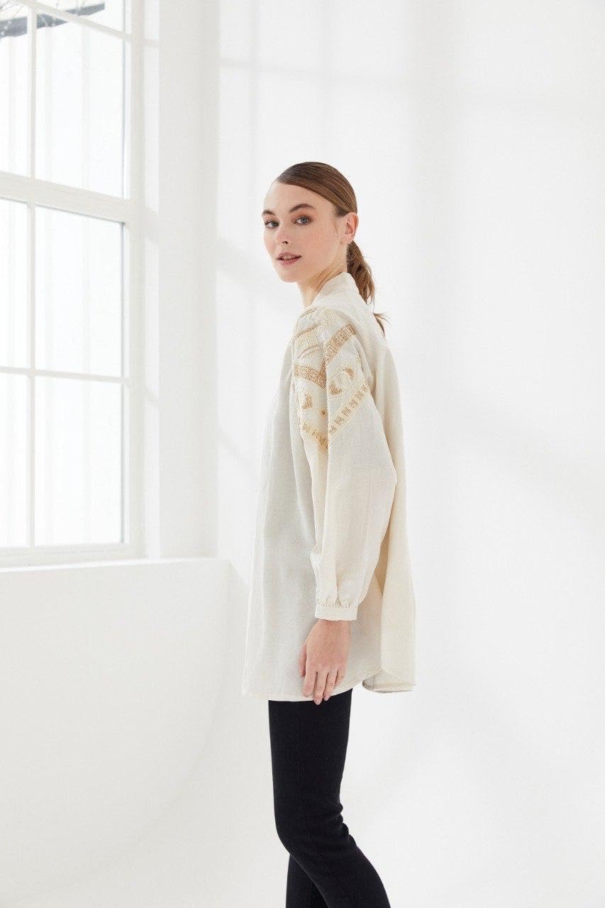 dadali Damenbluse im Boho-Stil (Oversize) | Bestickte, knopflose Tunika | 100% Baumwolle | Einheitsgröße