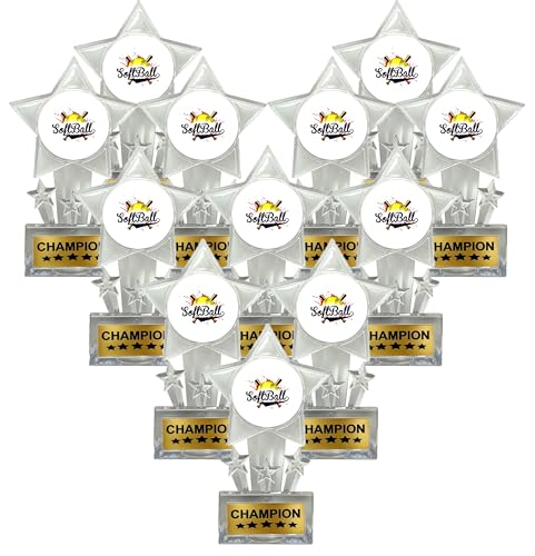 Express Medals 6.5 Inch Clear Acrylic Star Softball Champion Trophy Awards (Pack of 12)