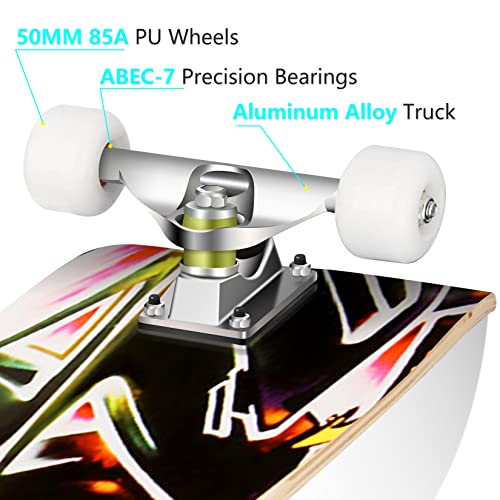 Weskate Skateboards - 31" X 8" Complete Standard Skateboard For Girls Boys Beginners, 7 Layer Canadian Maple Double Kick Concave Skate Board, Gifts For Kids Teens & Adults #TOP3