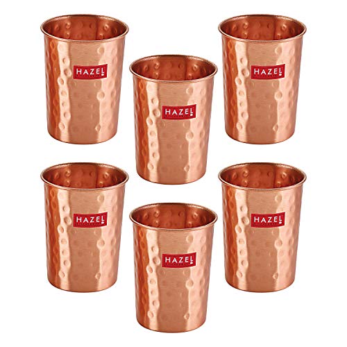 Set de 6 vasos cobre martillado 300 ml
