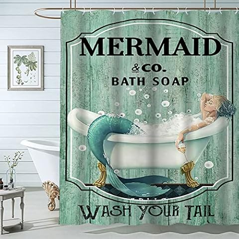 Famiffty Little Mermaid Shower Curtain Set Cover