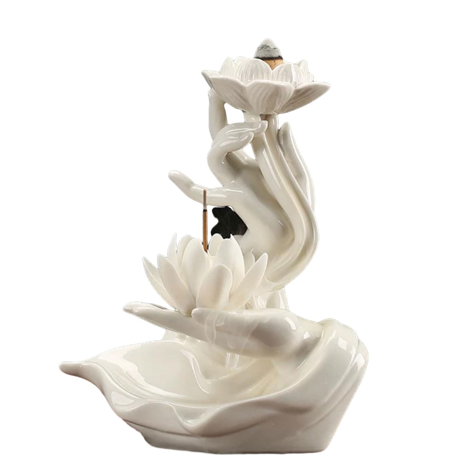 Ceramic Incenses Holder Flower Waterfall Backflow Incenses Burners Create Serenes and Peaceful Space Craftworks Figurine Spiritual Decor