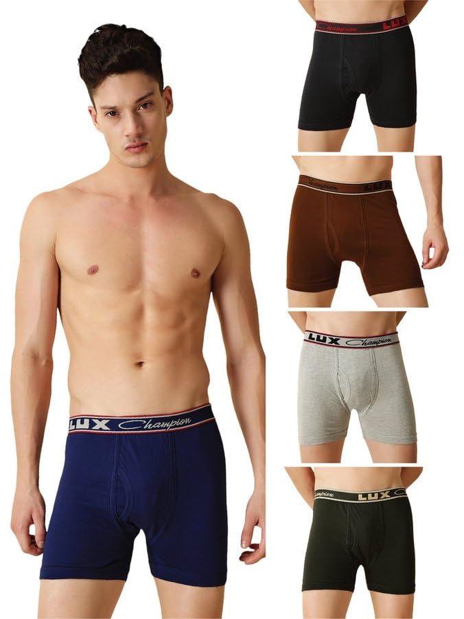 Champion Men's Long Trunk | 100% Super Combed Cotton | Breathable, Light & Comfortable Underwear | Pack of 5 (Color May Vary)