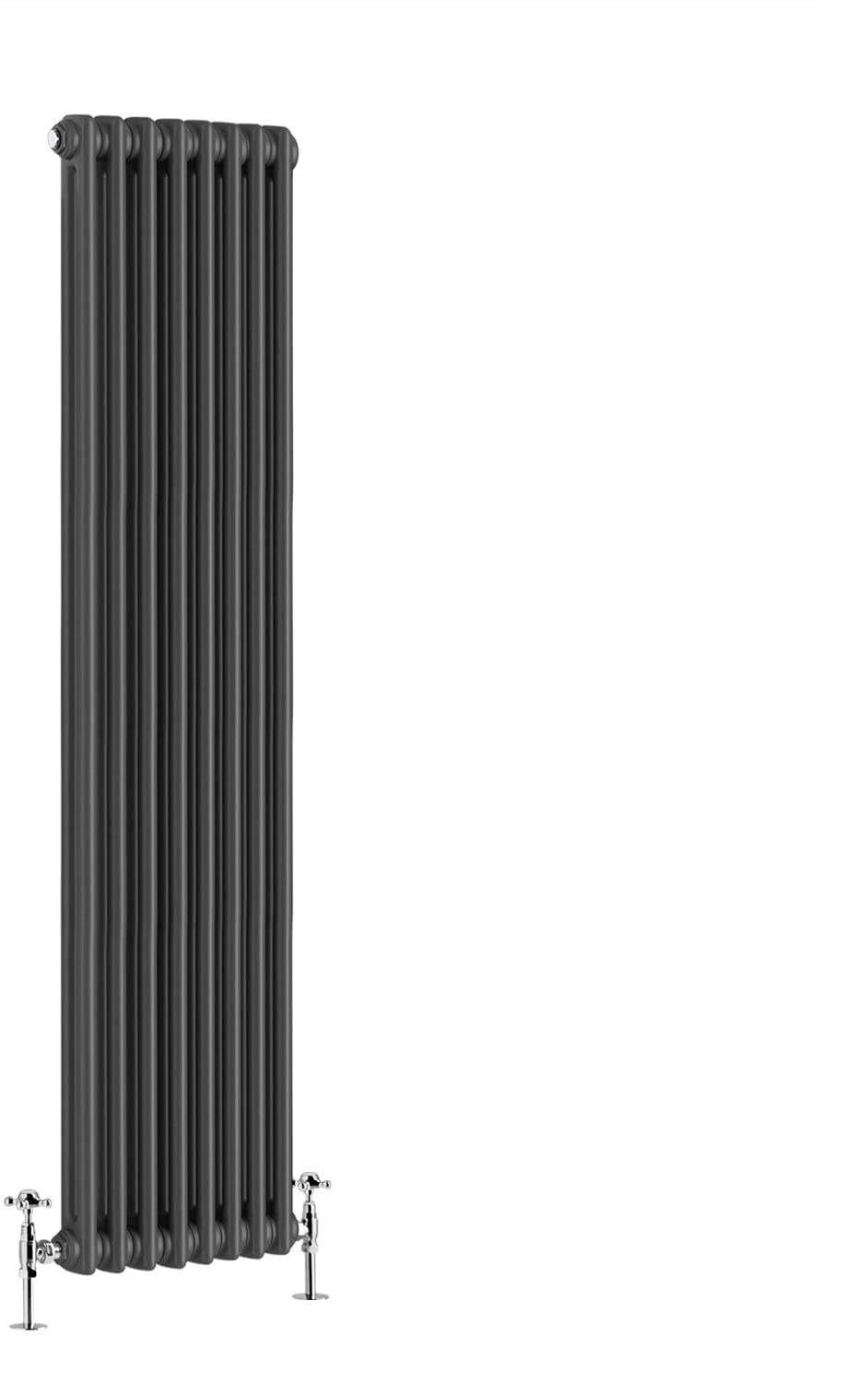 Warmehaus - Traditional Cast Iron Style Anthracite Double Column Vertical Radiator 1800 x 380mm - Perfect for Bathrooms, Kitchen, Living Room