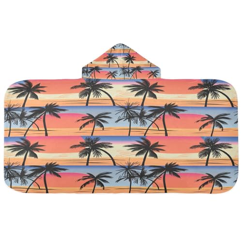 Nesatuwa Hooded Towel for Kids,Palm Trees Kids Beach Bath Towels Soft Absorbent Quick Dry Poncho Towel for Girls Boys