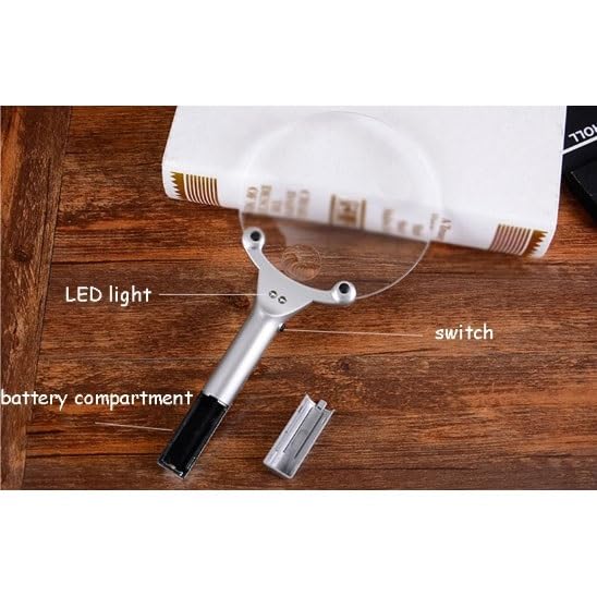 2 LED Luce Rimless Handheld Magnifier Lettura Ingrandimento Dia 2X 6X Lente di ingrandimento Strumenti