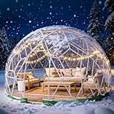 Gasgo Garden Dome Tent, 15 x 9.5 ft Outdoor Clear Bubble Tent for 2-4 Person, All-Weather Geodesic Dome Greenhouse with Window & Door, PVC Transparent Tent for Patio, Camping, Party (15FT - Green)