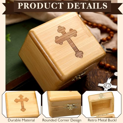 Olive Wood Rosary With Box Jerusalem Blessed Gift Religion From The Holy Land Dangling Cross Pendant & Traditional Cord For Men And Women Catholic Necklace St Saint Benedict Medal Crucifix2