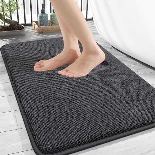 Homaxy Memoryschaum Badezimmerteppich Weich Badematte rutschfest Waschbar Dick Badteppich Saugfähig Badvorleger Bad Teppich Duschvorleger für Badezimmer - 40x60 cm, Dunkelgrau