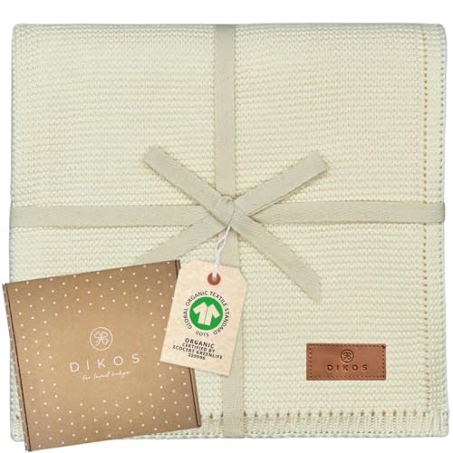DIKOS® Coperta per neonati, 100% cotone biologico, coperta per neonati, per tutto l'anno, coperta per bambini, idea regalo per la nascita (crema)