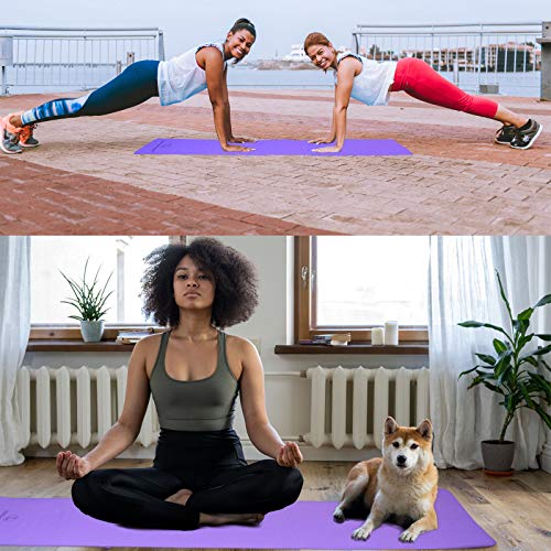 L LONGANCHANG Yogamat, TPE yogamat, gymnastiekmat, sportmat, fitnessmat, antislip, turnmat voor natuurlijk rubber, yoga, pilates, fitness, met yoga-handdoek en draagtas, 183 x 61 x 0,6 cm - Image 7