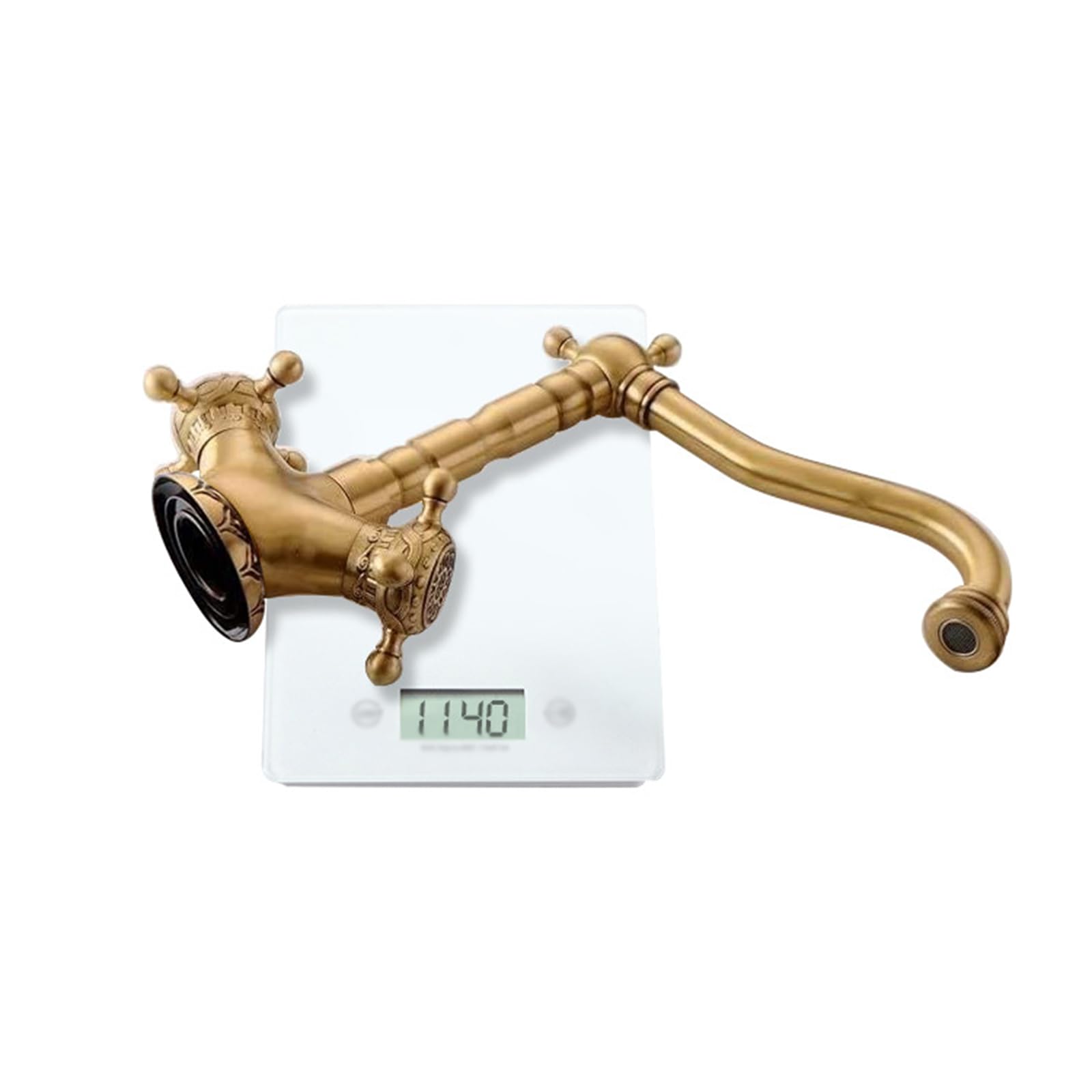 BiaoTeng Grifo de Baño Doble Mando Cruzada Frio y Caliente, de Latón 1 Orificio Vintage Grifo de Lavabo Retro Grifo Baño Antiguo