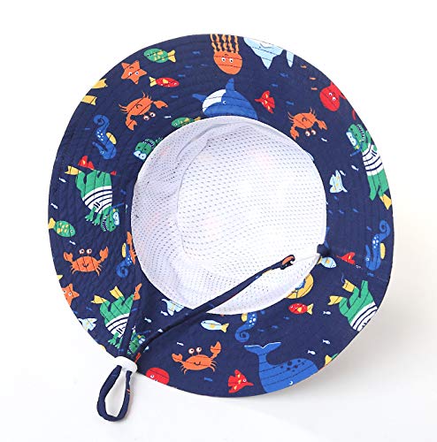 Image of Home Prefer UPF50+ Wide Brim Sun Hat Boys Girls Sun Protection Hat Zoo Beach Swim Safari Bucket Hat for Baby Toddler Kid